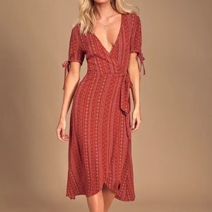 Lulus Red Wrap Midi Dress XS